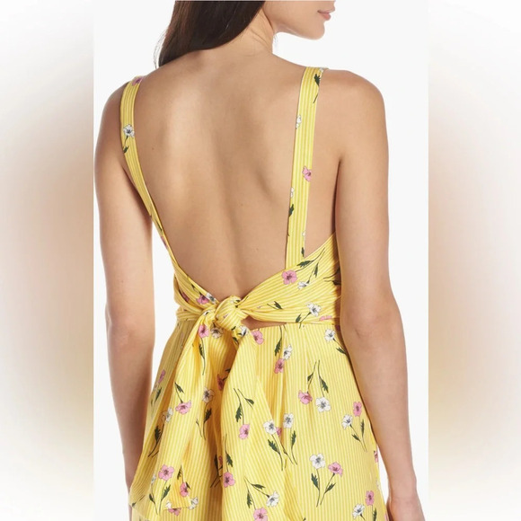 Revolve Finders Keepers Limoncello Cropped Jumpsuit Wide Leg Linen Flower Stripe - Picture 4 of 16